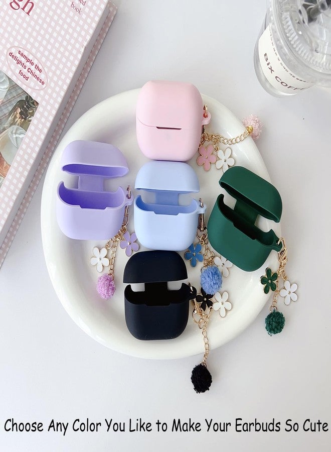 OTOPO Cute Green Case for Samsung Galaxy Bud 3/Buds 3 Pro Cover for Girl Women with Pom pom Flower Keychain & Cleaner Pen, Soft Silicone Galaxy Buds Pro 3/Buds3 Protective Cover Skin (2024) - Image 5