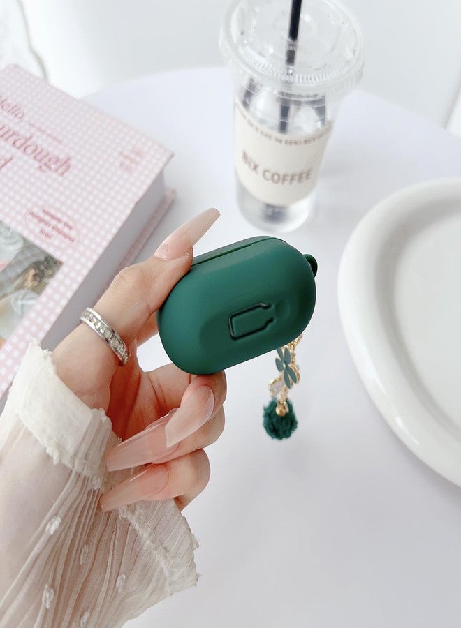 OTOPO Cute Green Case for Samsung Galaxy Bud 3/Buds 3 Pro Cover for Girl Women with Pom pom Flower Keychain & Cleaner Pen, Soft Silicone Galaxy Buds Pro 3/Buds3 Protective Cover Skin (2024) - Image 4