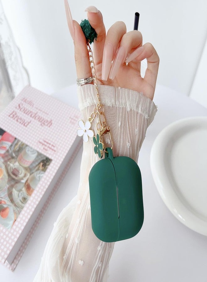 OTOPO Cute Green Case for Samsung Galaxy Bud 3/Buds 3 Pro Cover for Girl Women with Pom pom Flower Keychain & Cleaner Pen, Soft Silicone Galaxy Buds Pro 3/Buds3 Protective Cover Skin (2024) - Image 2