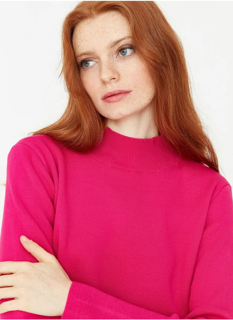 trendyol High Neck Knitted Crop Sweater