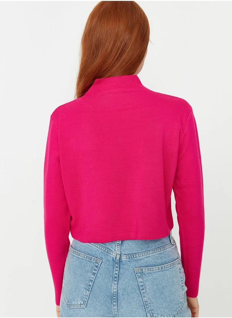 trendyol High Neck Knitted Crop Sweater