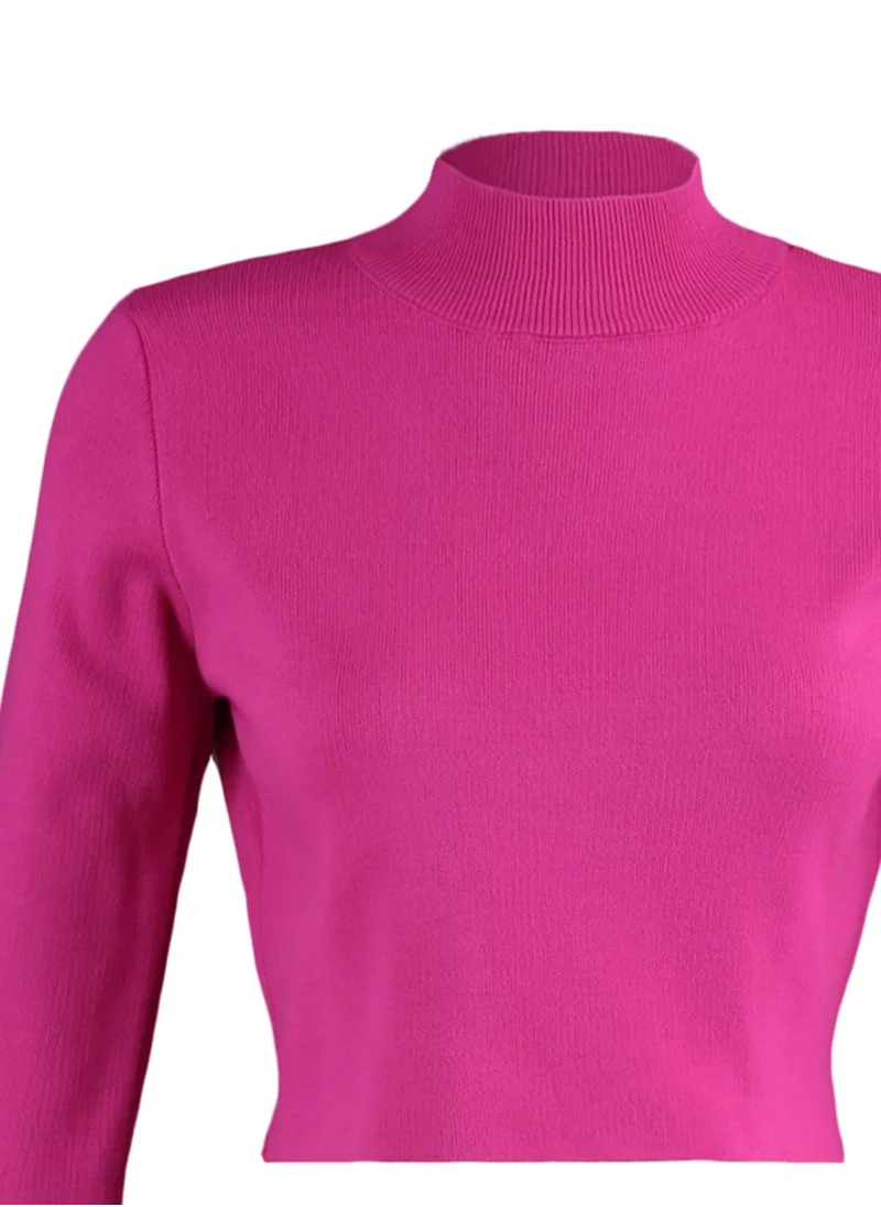 trendyol High Neck Knitted Crop Sweater