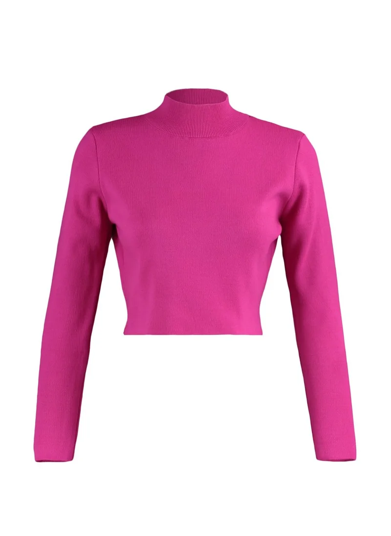 trendyol High Neck Knitted Crop Sweater