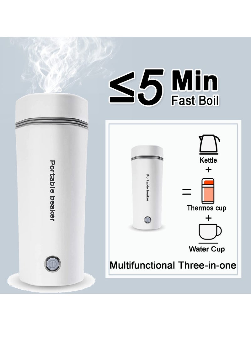 SYOSI Portable Electric Kettle, Stainless Steel Liner Travel Electric Cup Home Mini Heating Teapot Fast Cooking Single Cup Water Heater 350ml Hot Water Bottle (White)  - Image 4