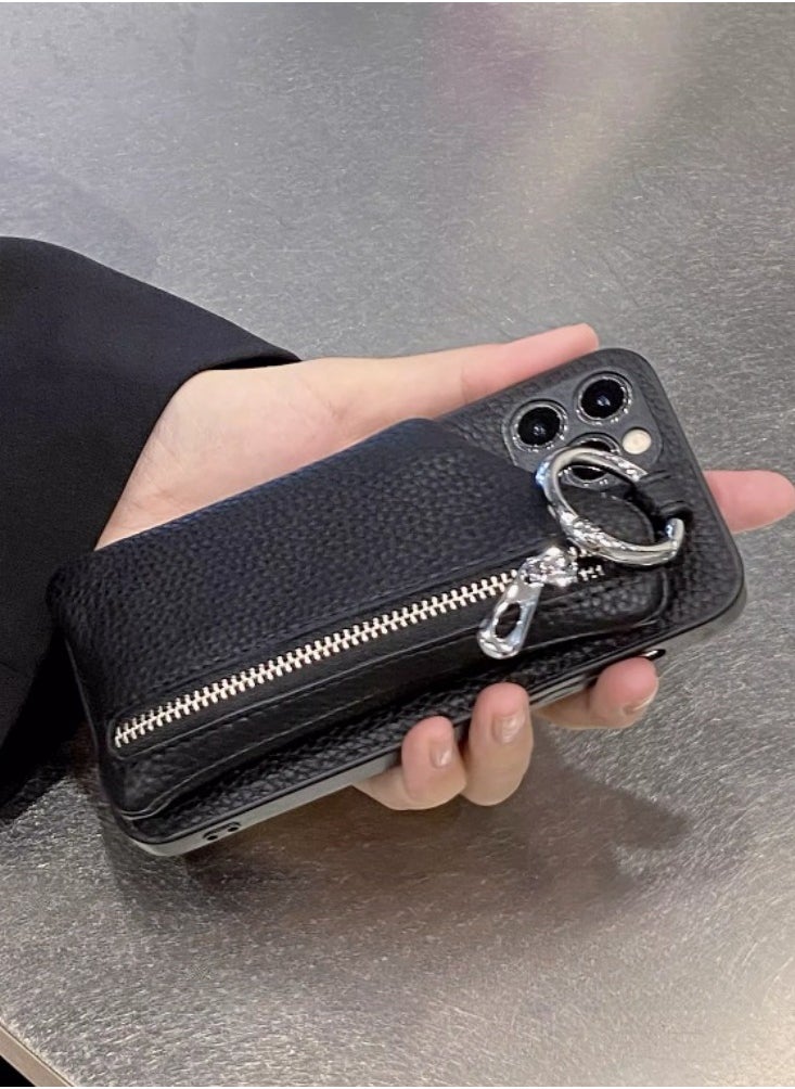 Generic - Niche Sweet Cool Leather Case Zipper Phone Case 14 Suitable for iPhone 14 Pro Apple 13 Promax/11/12 All Inclusive 15 Promax - Image 1