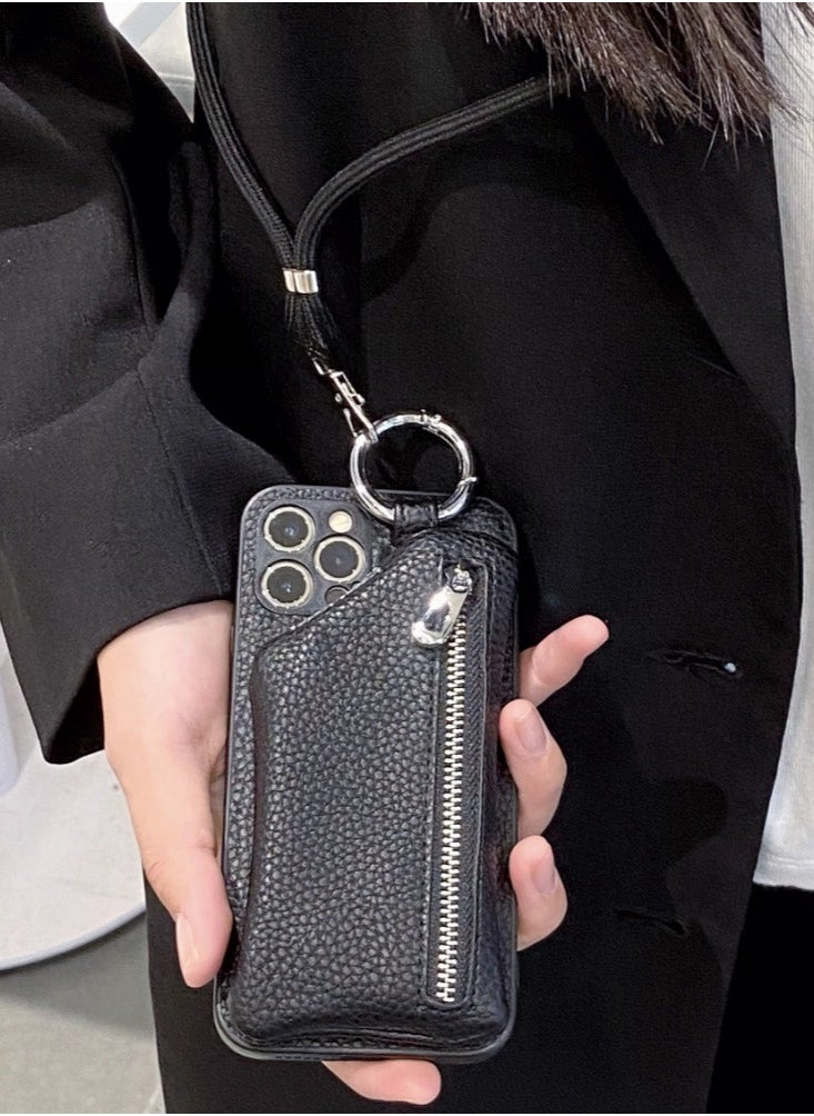 Generic - Niche Sweet Cool Leather Case Zipper Phone Case 14 Suitable for iPhone 14 Pro Apple 13 Promax/11/12 All Inclusive 15 Promax - Image 1