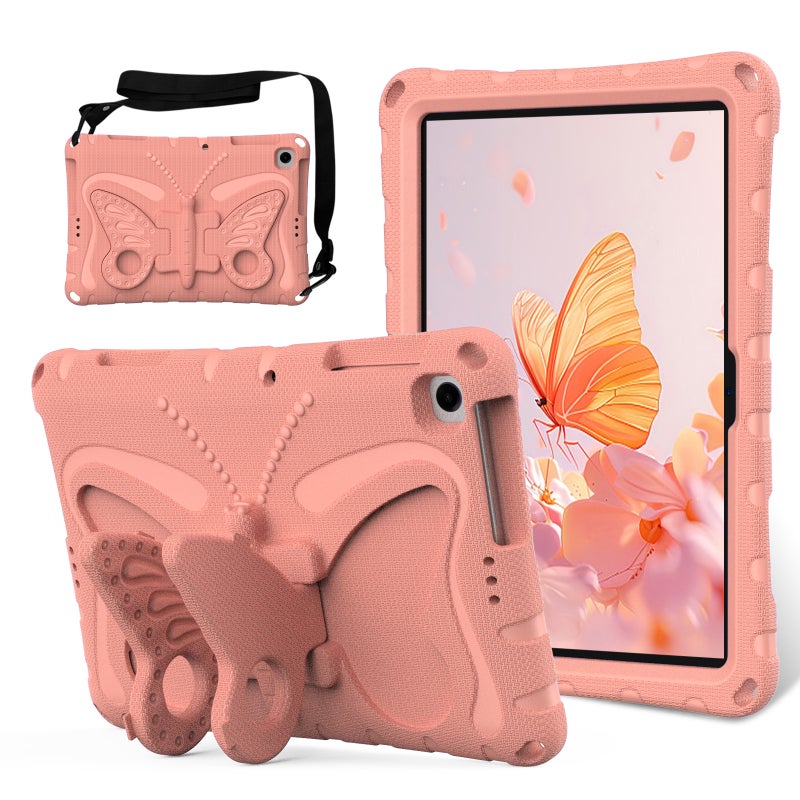 erorex For Lenovo Tab M10 Hd Tb-328 10.1 Butterfly Bracket Eva Shockproof Tablet Case(Pink Orange) - Image 1