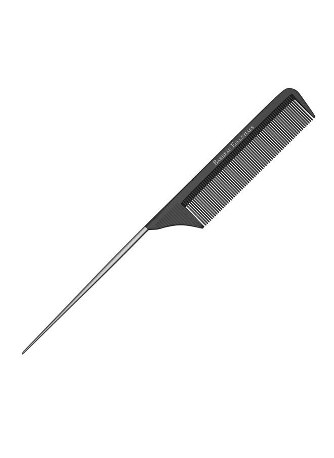 Bardeau Essentials - Professional 8.8 Inch Tail Comb - Black Carbon Fiber And Stainless Steel Pintail - Anti Static And Heat Resistant Teasing Lightweight Comb For All Hair Types - Image 1