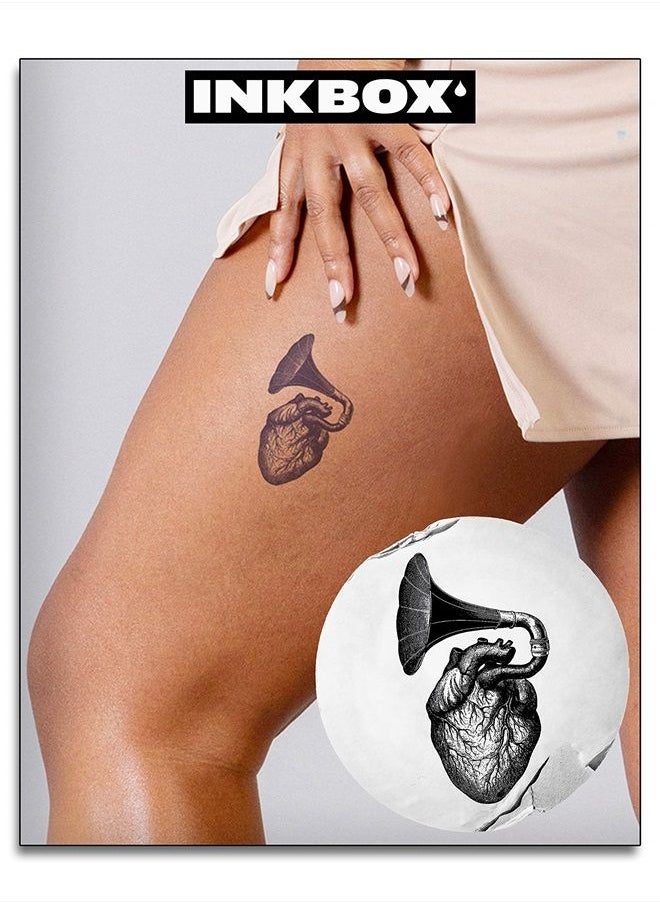 inkbox Inkbox Temporary Tattoos, Semi-Permanent Tattoo, One Premium Easy Long Lasting, Water-Resistant Temp Tattoo with For Now Ink - Lasts 1-2 Weeks, Heart Tattoo, 4 x 4 in, Amplify  - Image 1