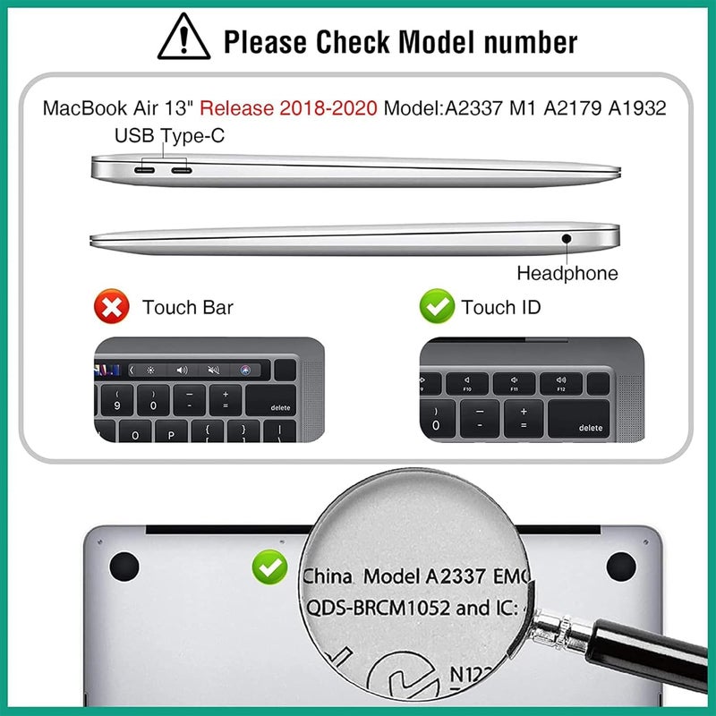 Case Compatible for New MacBook Air 13 inch 2021 2020 2019 2018 Release,M1 A2337 A2179 A1932 with Retina Display Touch ID,Air 13.3 Laptop Protective Plastic Hard Shell Cover,Matte Surface,Green - Image 5