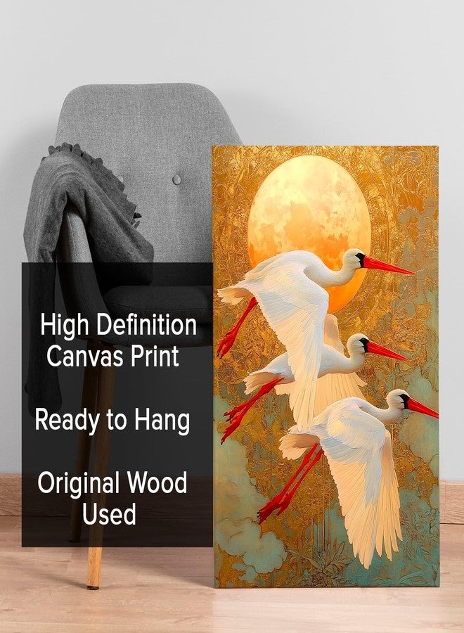 Paper Plane Design Canvas Gallery Wrap Framed Painting | Three Birds with a yellow Background | Wall Art for Living Room, Bedroom, and Office Decor | Size 20 In x 30 In DS1495 - Image 3