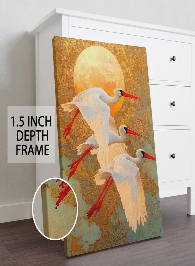 Paper Plane Design Canvas Gallery Wrap Framed Painting | Three Birds with a yellow Background | Wall Art for Living Room, Bedroom, and Office Decor | Size 20 In x 30 In DS1495 - Image 4