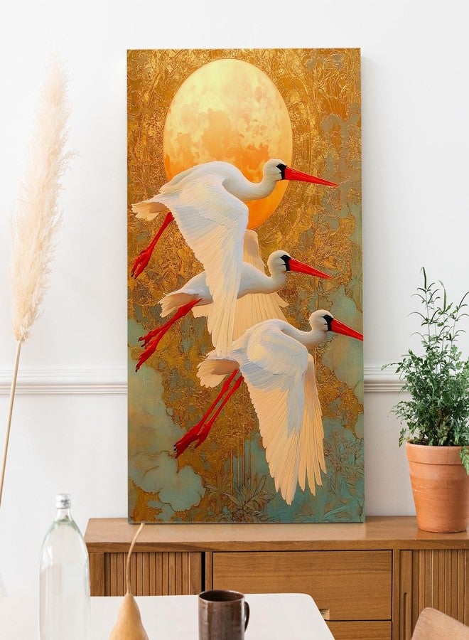 Paper Plane Design Canvas Gallery Wrap Framed Painting | Three Birds with a yellow Background | Wall Art for Living Room, Bedroom, and Office Decor | Size 20 In x 30 In DS1495 - Image 1