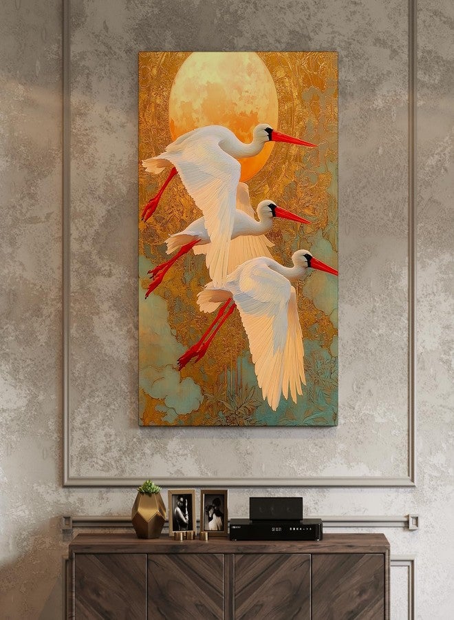 Paper Plane Design Canvas Gallery Wrap Framed Painting | Three Birds with a yellow Background | Wall Art for Living Room, Bedroom, and Office Decor | Size 20 In x 30 In DS1495 - Image 2
