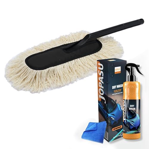 Jopasu Car Duster Brush with Dry Wash Combo Pack for Waterless Car Care Cleaning & Dusting, Scratch Proof & Eco-Friendly Combo - Image 1