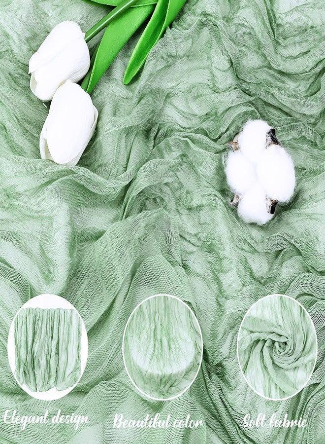 HEIPINIUYE 2 Pcs 13FT Sage Green Cheesecloth Table Runner 35 x 157 Inches Boho Cheese Cloth Table Runner for Wedding Baby Shower Birthday Party Gauze Table Runner - Image 2