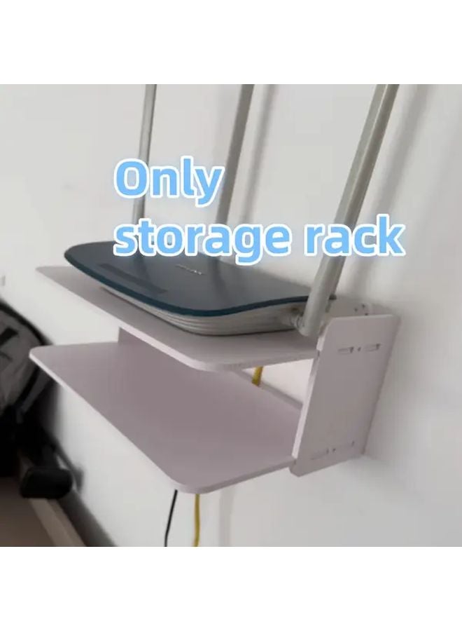 رفيف تخزين أبيض معلق على الحائط من طابقين 11 1x7 48x4 92 بوصة منظم بلاستيكي - Image 1