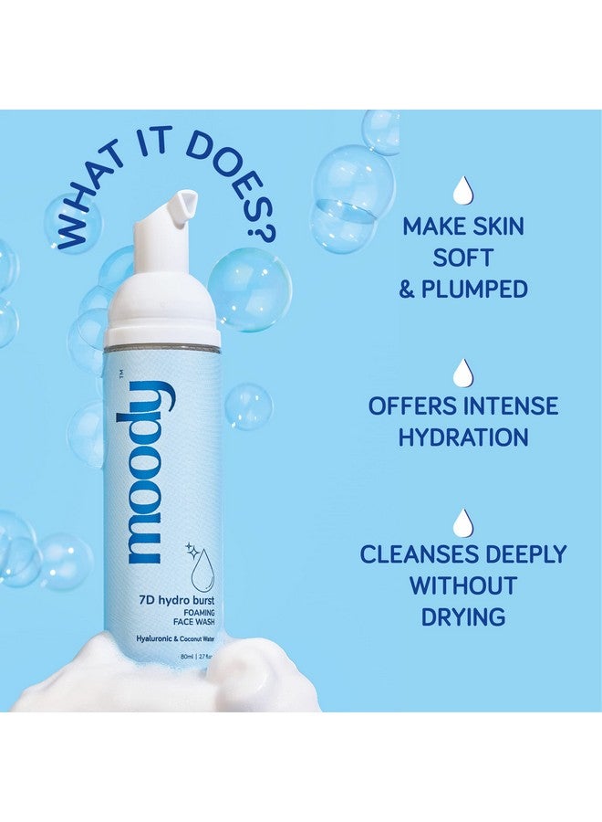  مودي غسول الوجه الرغوي هايدرو بيرست 7D مع حمض الهيالورونيك وجوز الهند، غسول الوجه لتنظيف المسام العميقة من أجل بشرة متوهجة، غير جاف ومنظف لطيف، خالي من الكبريتات، نباتي للرجال والنساء، 80 مل - Image 2