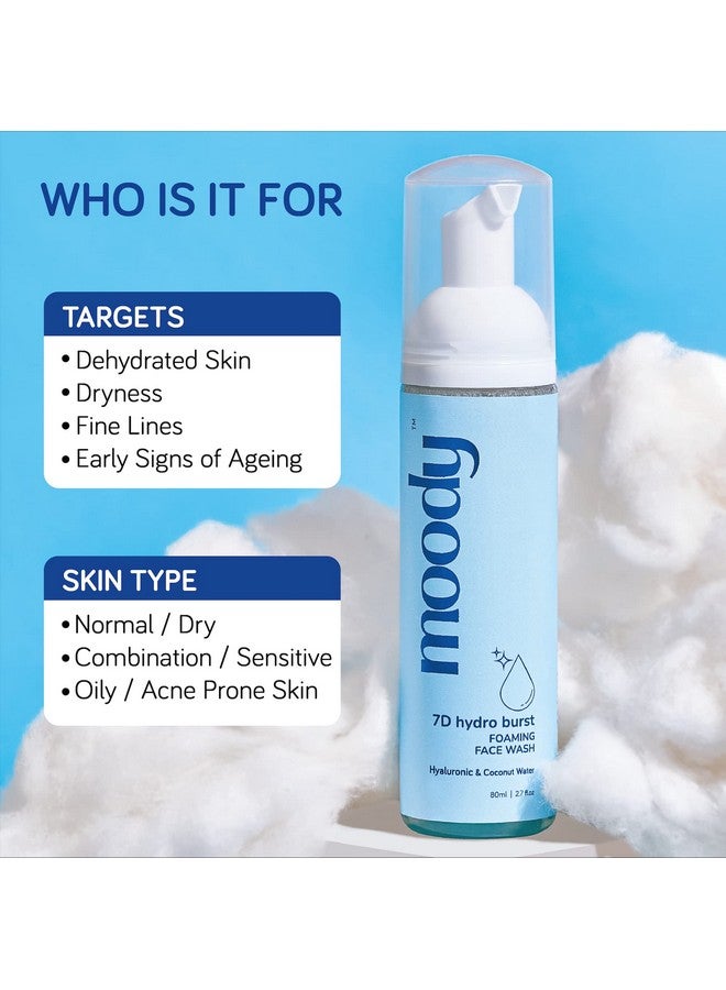  مودي غسول الوجه الرغوي هايدرو بيرست 7D مع حمض الهيالورونيك وجوز الهند، غسول الوجه لتنظيف المسام العميقة من أجل بشرة متوهجة، غير جاف ومنظف لطيف، خالي من الكبريتات، نباتي للرجال والنساء، 80 مل - Image 4