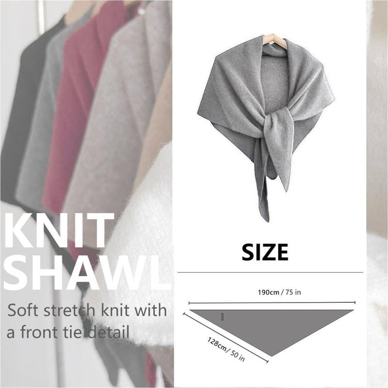 VUFVOID Pashmina Blend Shawl Wraps Women Knitted Shawls and Wraps Cardigan Cape Cashmere Shoulder Top Sweater Shawl Scarf travel scarf (Light gray, 75 * 50'') - Image 3