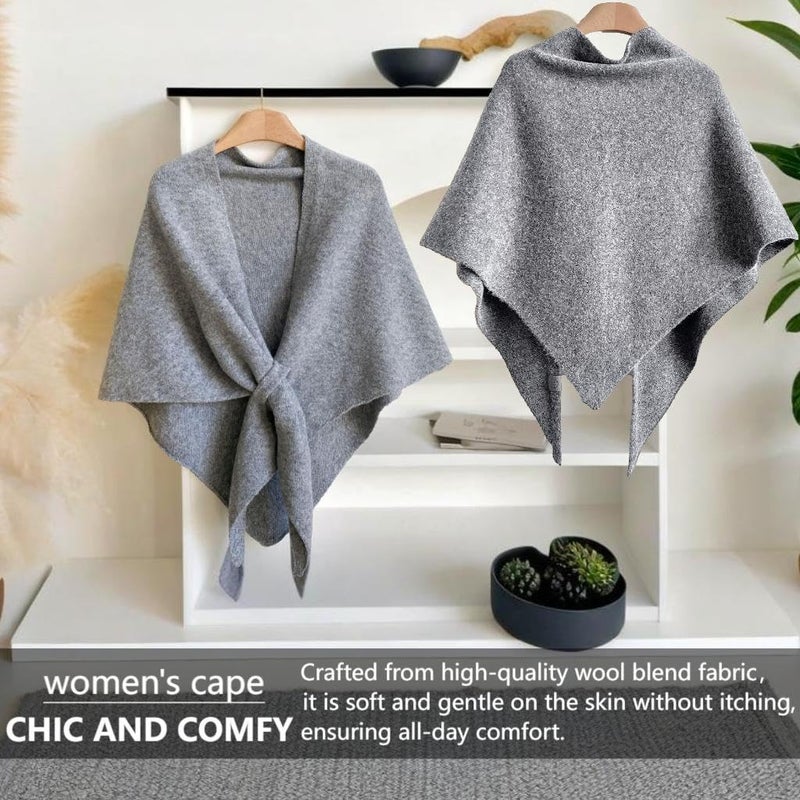 VUFVOID Pashmina Blend Shawl Wraps Women Knitted Shawls and Wraps Cardigan Cape Cashmere Shoulder Top Sweater Shawl Scarf travel scarf (Light gray, 75 * 50'') - Image 2