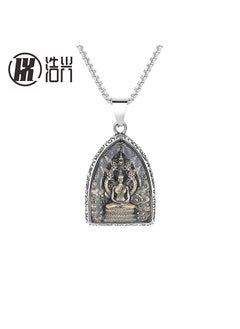 Generic Titanium Steel Twelve Zodiac Eight Guardian Brand Pendant Mens Retro Stainless Steel Necklace Thailand Shakyamuni Buddha 