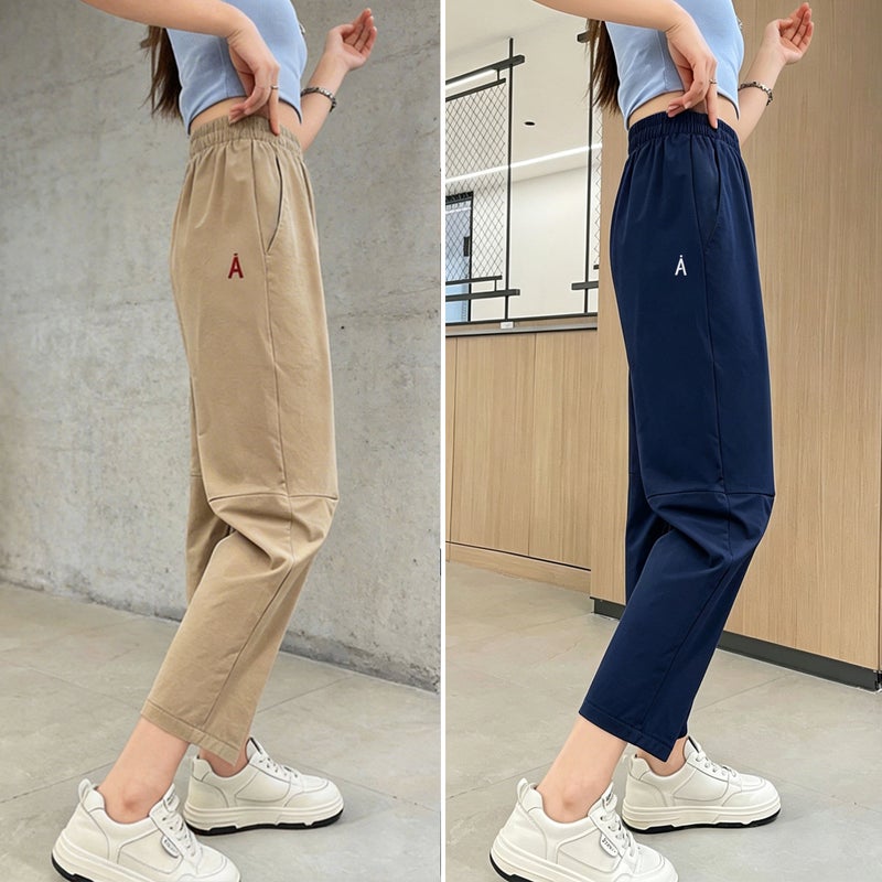 Women's Summer Lightweight Quick-Dry Sun-Protection Loose Slimming Straight Cropped Jogger Pants - Image 3