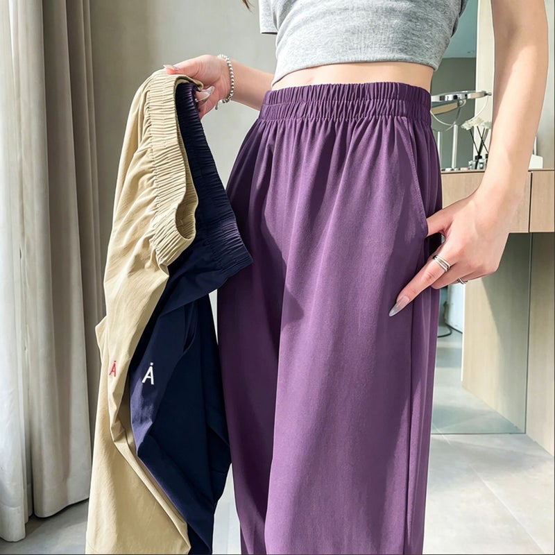 Women's Summer Lightweight Quick-Dry Sun-Protection Loose Slimming Straight Cropped Jogger Pants - Image 4