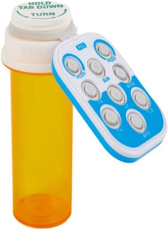 Junfamilee Blue Pill Popper Medication Tracker Organic Silicon Pill Popper Medication Tracker Reminder Adult/The Child Daily Pill Reminder Small and Portable Memory Aid with Buttons with Bottle, Medication Aids - Image 1