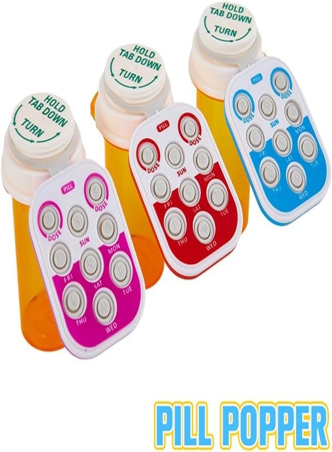 Junfamilee Blue Pill Popper Medication Tracker Organic Silicon Pill Popper Medication Tracker Reminder Adult/The Child Daily Pill Reminder Small and Portable Memory Aid with Buttons with Bottle, Medication Aids - Image 4