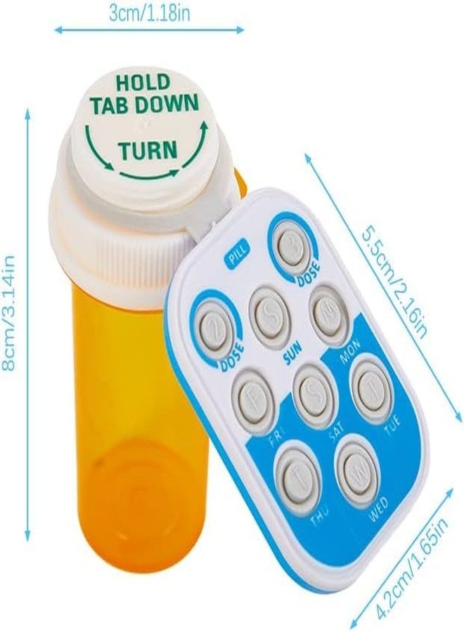 Junfamilee Blue Pill Popper Medication Tracker Organic Silicon Pill Popper Medication Tracker Reminder Adult/The Child Daily Pill Reminder Small and Portable Memory Aid with Buttons with Bottle, Medication Aids - Image 2