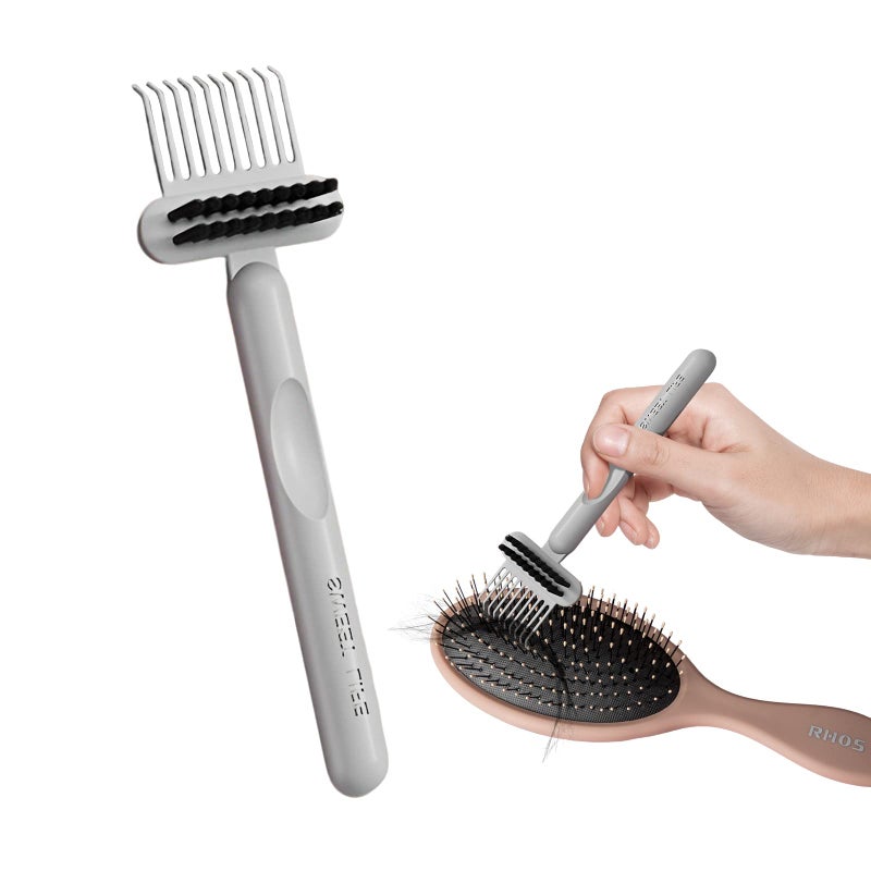 RHOS 2in1 Hair Brush Cleaning Tool  Comb and Brush Cleaner for Removing Hair Dust from Home and Salon Use 1 Pack  Gray - Image 1