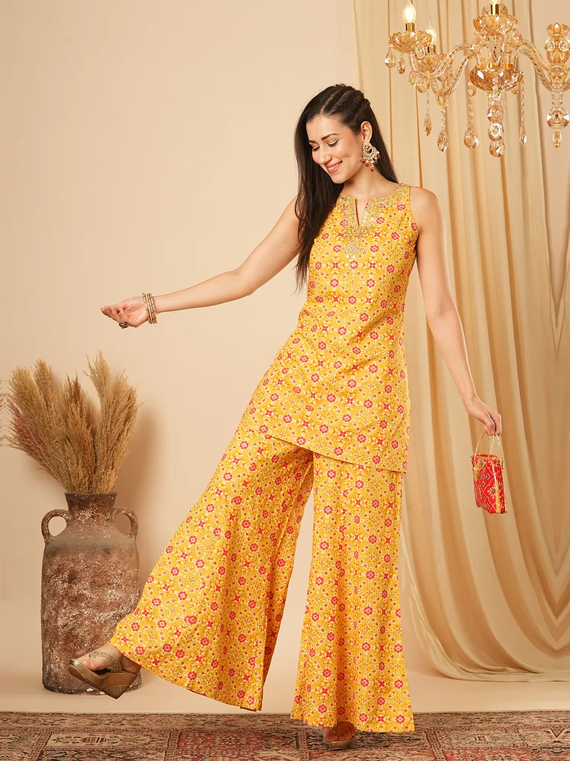 globus Women Printed Tunic With Palazzo Co-Ords