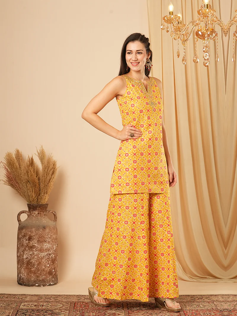 globus Women Printed Tunic With Palazzo Co-Ords