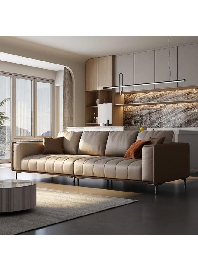 Comfynest Comfynest Large Grey Full Grain Cow Leather Modern Sofa  - Image 1