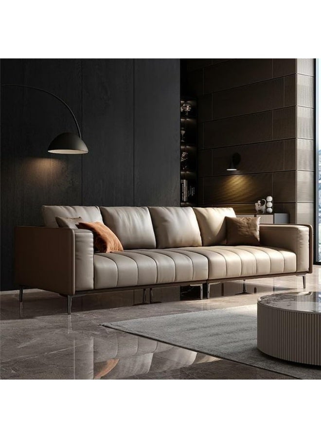 Comfynest Comfynest Large Grey Full Grain Cow Leather Modern Sofa  - Image 3