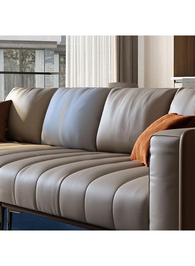 Comfynest Comfynest Large Grey Full Grain Cow Leather Modern Sofa  - Image 4