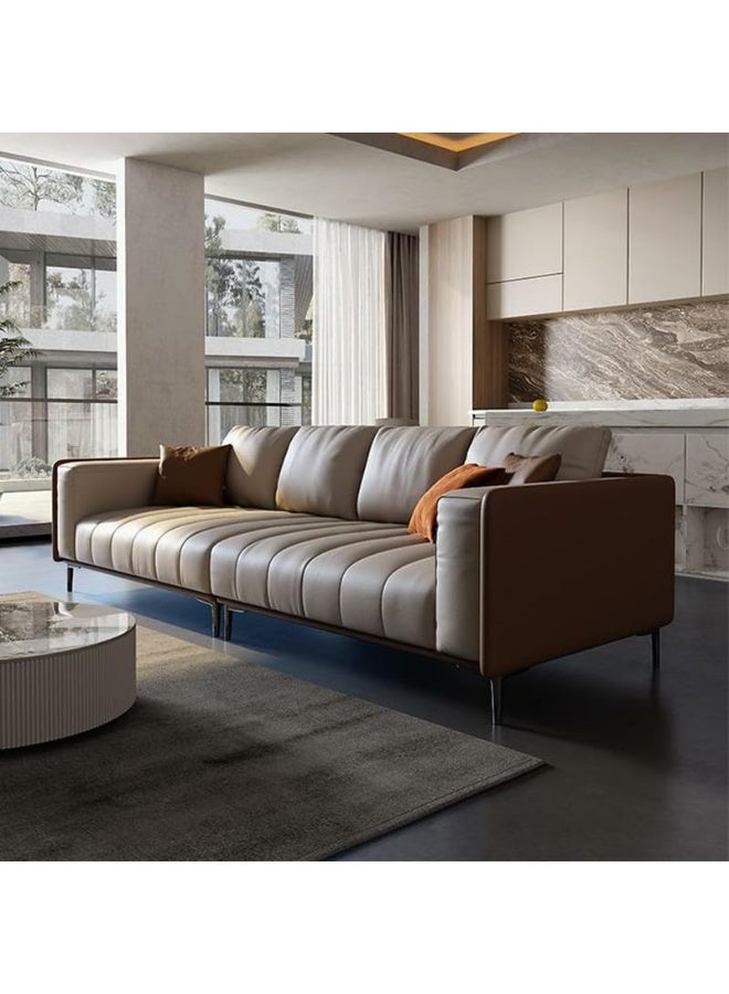 Comfynest Comfynest Large Grey Full Grain Cow Leather Modern Sofa  - Image 2