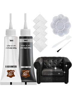 RAYHONG Vinyl Leather Repair Kit, Black And White Leather Repair Kit, For Furniture Waterproof Leather Couch Repair Kit, Chair Scratch Color Restorer Stain Remover Multi, Purpose Leather Repair Gel  - Image 1