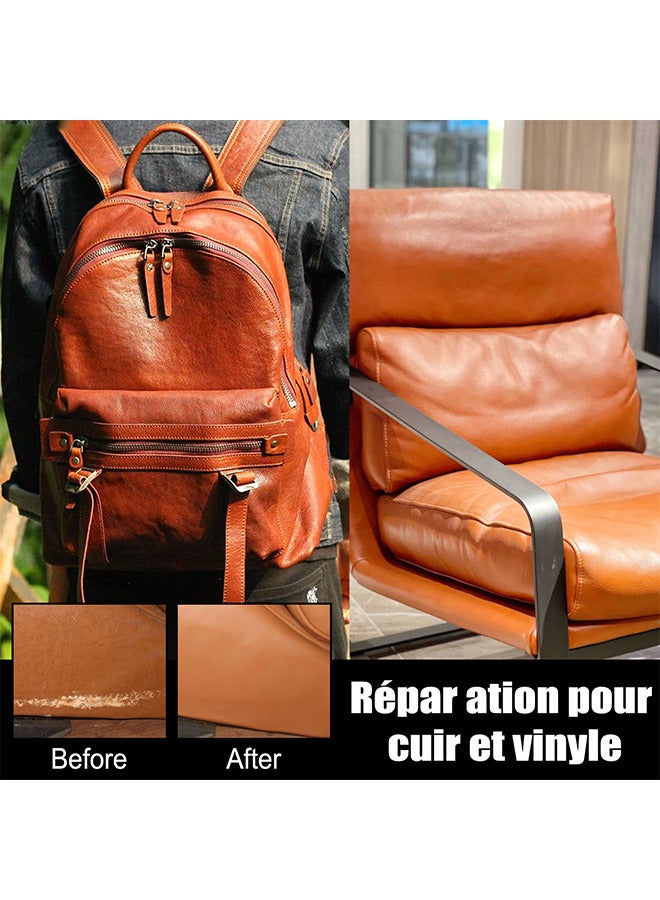 رايهونغ طقم إصلاح الجلد، طقم إصلاح الجلد باللونين الأبيض والأسود، للأثاث، طقم إصلاح الأريكة الجلدية المقاومة للماء، مزيل البقع ومزيل البقع للخدوش على الكرسي، جل إصلاح الجلد متعدد الأغراض - Image 4