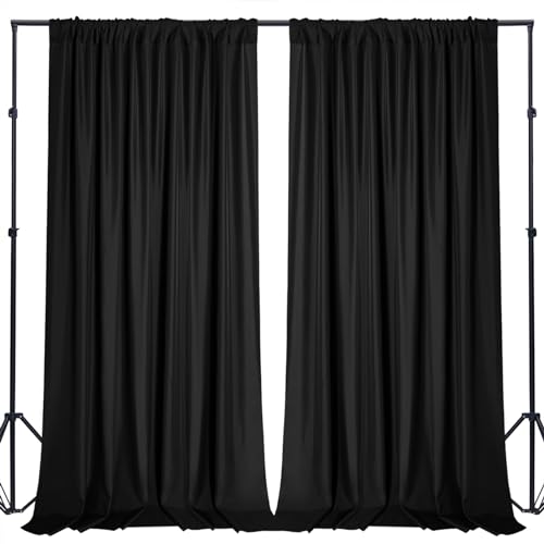 Sugargirl 10x10FT Black Backdrop Curtains Polyester Photo Backdrop Drapes Curtains 2 Panels with Rod Pockets for Party Birthday Wedding Photography Home Decoration - Image 1