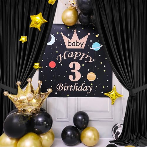 Sugargirl 10x10FT Black Backdrop Curtains Polyester Photo Backdrop Drapes Curtains 2 Panels with Rod Pockets for Party Birthday Wedding Photography Home Decoration - Image 3