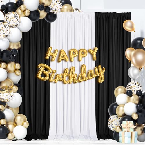Sugargirl 10x10FT Black Backdrop Curtains Polyester Photo Backdrop Drapes Curtains 2 Panels with Rod Pockets for Party Birthday Wedding Photography Home Decoration - Image 4