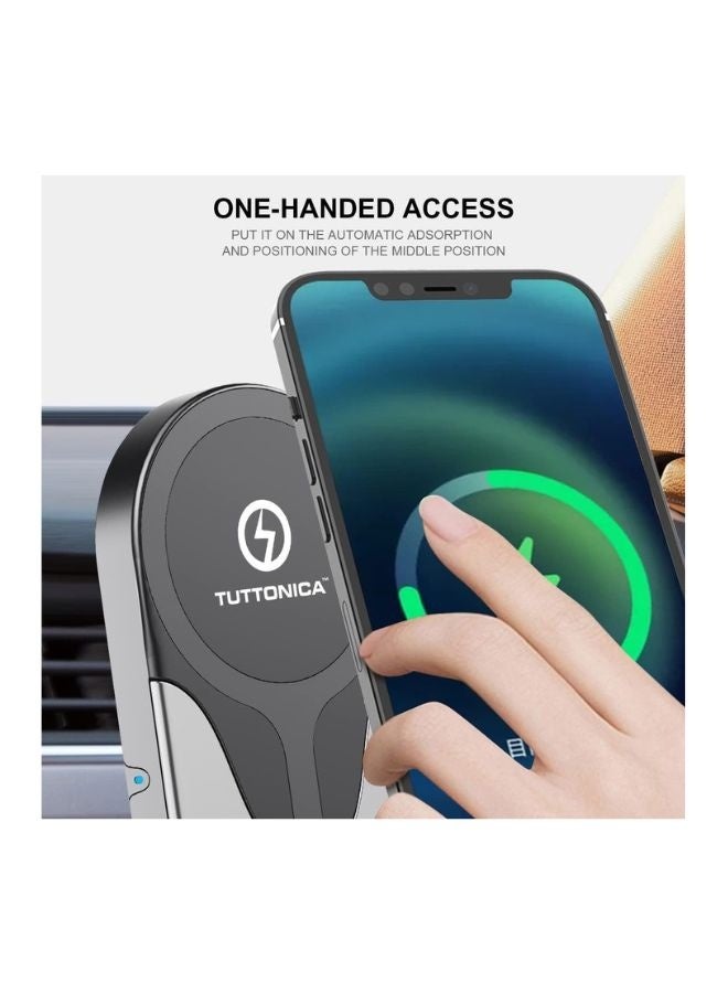 TUTTONICA Automatic 15W Mag-Safe Wireless Magnetic Car Charger For IPHONE AND ANDROID Air Vent Mount AND Dashboard Bracket - Image 3