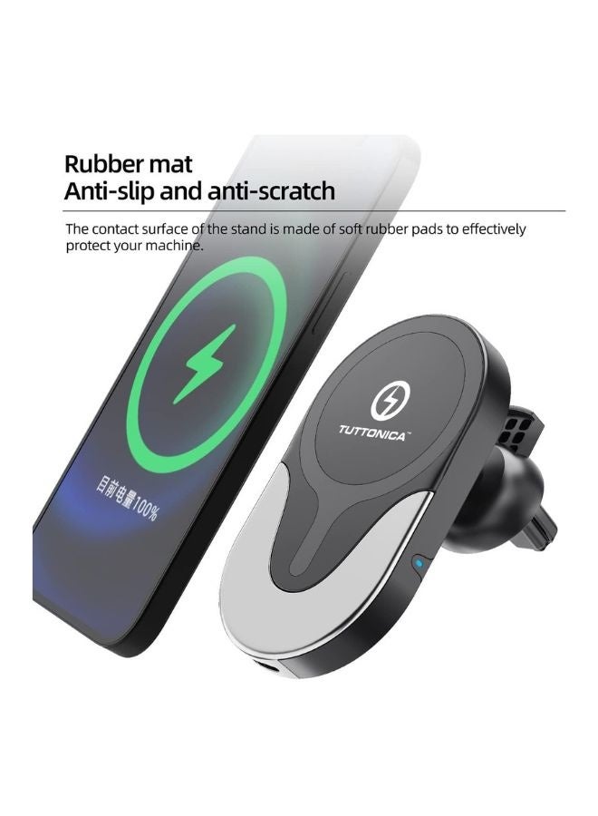 TUTTONICA Automatic 15W Mag-Safe Wireless Magnetic Car Charger For IPHONE AND ANDROID Air Vent Mount AND Dashboard Bracket - Image 4