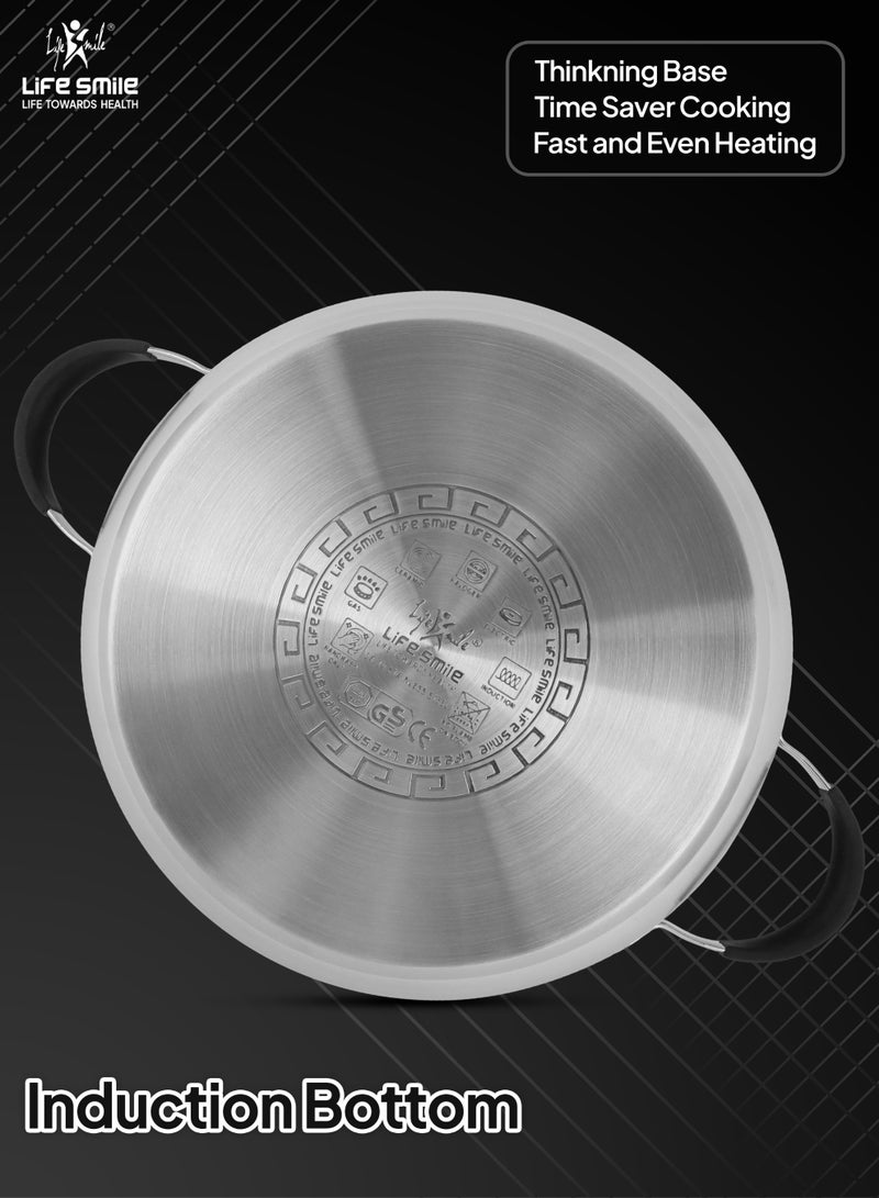 Life Smile 6-Piece Stainless Steel Cookware Set – 18/10 Steel Pots with Silicone Handles, Includes 24/28/32cm Shallow Pots with Lids, 100% PFOA-Free Cooking Set - Image 2