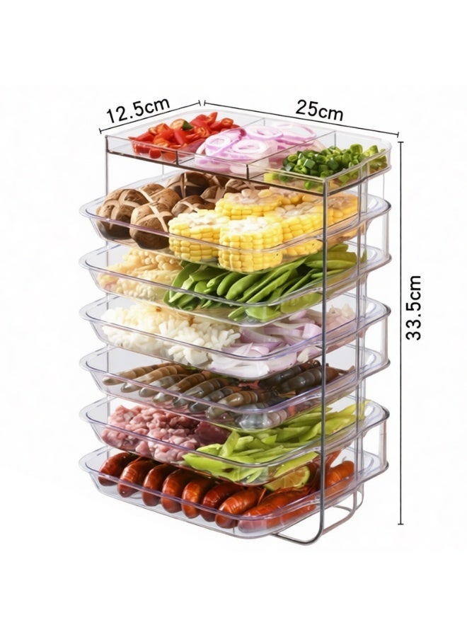 YY-ريشير منظم حاويات تحضير الطعام متعدد الطبقات، صواني طعام شفافة قابلة للسحب تُثبت على الحائط للفواكه والخضراوات واللحوم - Image 5