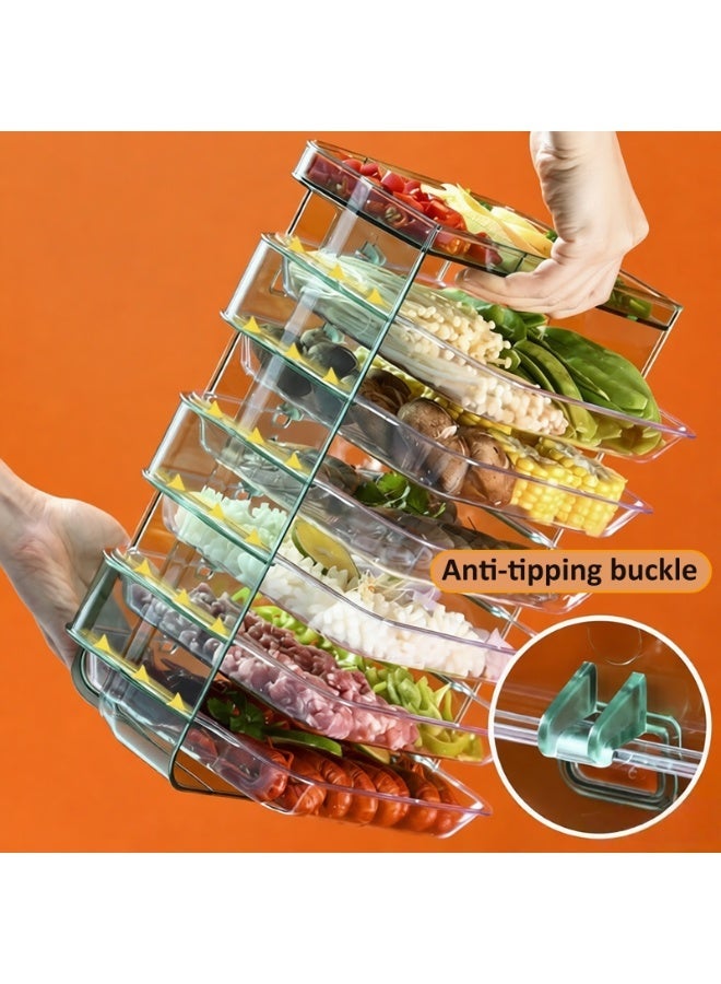 YY-ريشير منظم حاويات تحضير الطعام متعدد الطبقات، صواني طعام شفافة قابلة للسحب تُثبت على الحائط للفواكه والخضراوات واللحوم - Image 4