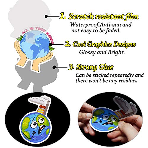 QTL Earth Day Stickers for Kids, Environmental Party Supplies, Waterproof Vinyl Stickers, Earth Day Decorations and Gifts, 50PCS - Image 4