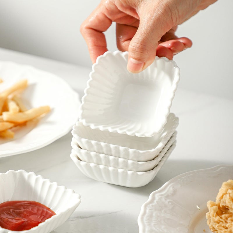 UIBFCWN 12 Pack Ceramic Soy Sauce Dishes, 2 oz Square Dipping Sauce Cups/Bowls/Dishes for Kitchen, Small Dip Bowls Set, Mini Bowl for Side Dish, Ketchup, Soy, BBQ, Sushi, Party - 2.75inch - Image 5